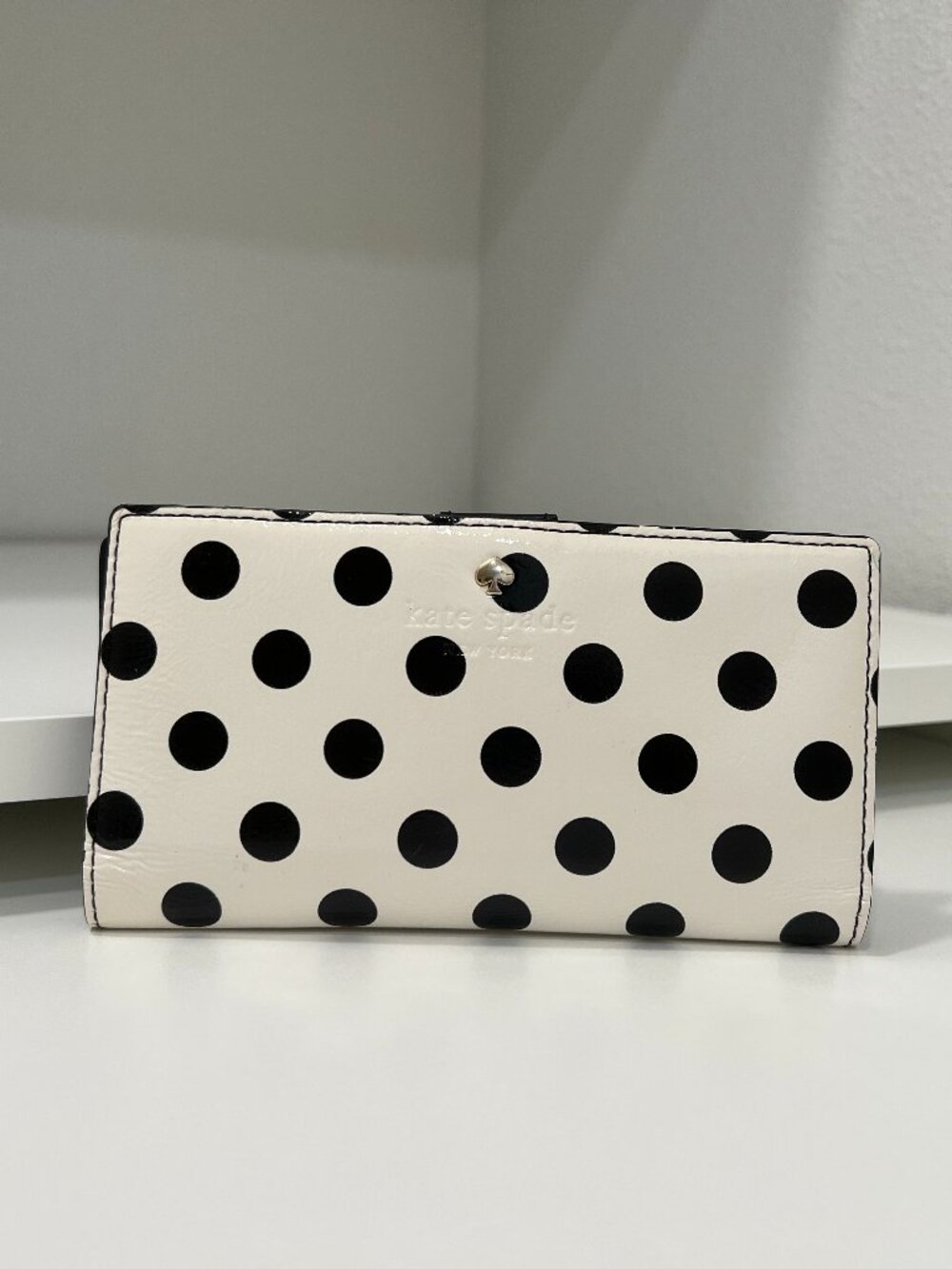 Kate Spade Carlisle Street Polka Dot Wallet in Cream and Black